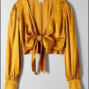 Wilfred Gold Satin Tie-Front Top